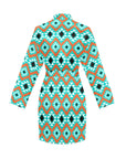 Aztec Turquoise Orange Women's Belted Satin Feel Dressing Lounge Robe