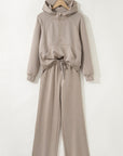 Solid Half-Zip Hoodie and Pants Set