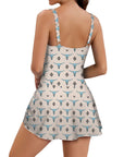 Baha Ranch Turquoise Longhorn Skirted Swimsuit