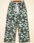 Camo Wide Leg Drawstring Denim Pants