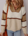 Guinevere Zipped Collared Pullover Sweater