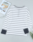 Stripe Waffle Knit Buttoned Henley Top