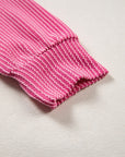 Stripe V-Neck Corded Knit Long Sleeve Top