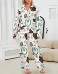 Baha Ranch Brands & Turquoise Cowgirl Christmas Western Cowprint Satin Pajamas