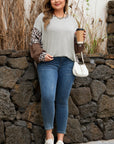 Plus Size Leopard Patchwork Dolman Sleeve Sweatshirt