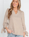 Blair Tied Cuffs Seersucker Blouse