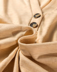 Solid V-Neck Button Long Sleeve Top
