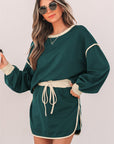 Violeta Loose Pullover and Lace-up Waist Skort Set
