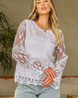 Tassa Mesh Flounce Sleeve Blouse