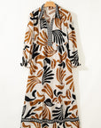 Plus Size Boho Abstract Long Sleeve Maxi Dress