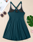 Contrast Trim Ruffle High Waist Swim Dress