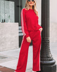 Varsity Stripe Crewneck Pullover & Sweatpants Set