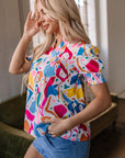 Harper Shirred Short Sleeve Blouse