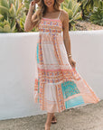 Boho Floral Patchwork Square Neck Sundress