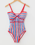 Americana Stripe Cutout Spaghetti Strap Swimsuit