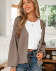 Textured Knit Button Front V-Neck Cardigan