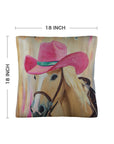 Pink Cowgirl Horse Pillow Case Eighteen By Eighteen Inches Soft Polyester Decorative
