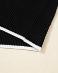 Bow Tie Contrast Trim Cropped Sweater