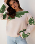 Floral Wide Long Sleeve Sweater