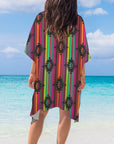Baha Ranch Neon Aztec Duster Kimono Coverup Women's Long Cover Up