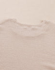Beige Faux Two Piece Knit Patchwork Floral Print Plus Size Top
