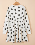Polka Dot Long Sleeve Flared Mini Dress