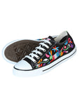 Artisanal Embroidered Sneakers — Textile Canvas in Black