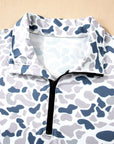 Plus Size Camo Quarter Zip Kangaroo Pocket Sweatshirt