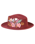Artisanal Hand-Painted Hat — Suede in Wine