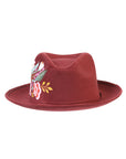 Artisanal Hand-Painted Hat — Suede in Wine