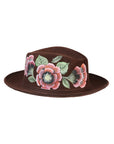 Artisanal Hand-Painted Hat — Suede in Brown