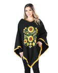 Artisanal Embroidered Poncho 50% Cotton, 50% Polyester in Black