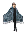 Mexican Artisanal Shawl 100% Acrylic in Blue
