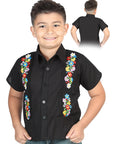 Mexican Artisanal Embroidered Shirt 100% Cotton in Black