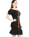 Artisanal Embroidered Dress 100% Cotton in Black