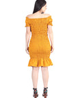 Artisanal Embroidered Dress 100% Cotton in Mustard
