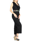 Artisanal Embroidered Jumpsuit 100% Cotton in Black