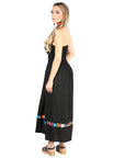 Artisanal Embroidered Dress 100% Cotton in Black