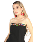 Artisanal Embroidered Dress 100% Cotton in Black