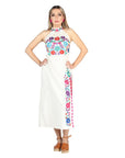 Artisanal Embroidered Dress 100% Cotton in Beige