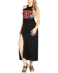 Artisanal Embroidered Dress 100% Cotton in Black