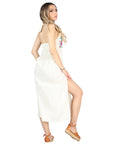 Artisanal Embroidered Dress 100% Cotton in Beige