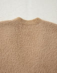 Solid Fuzzy Button-Front Cardigan