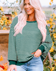 Stripe Drop Shoulder Long Sleeve Top
