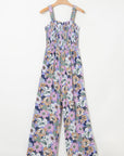 Floral Smocked High Waist Square Neck Jumpsuit