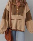 Adaline Patchwork Half Sherpa Sweatshirt