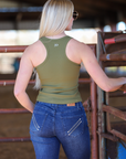 RIBBED ALL-IN-ONE TANK | OLIVE