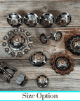 Antique Silver with Copper Flower Western Concho W217