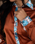 AMBER AZTEC SATIN PERFORMANCE RODEO SHIRT