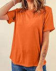 Solid Short Sleeve Crew Neck Tee